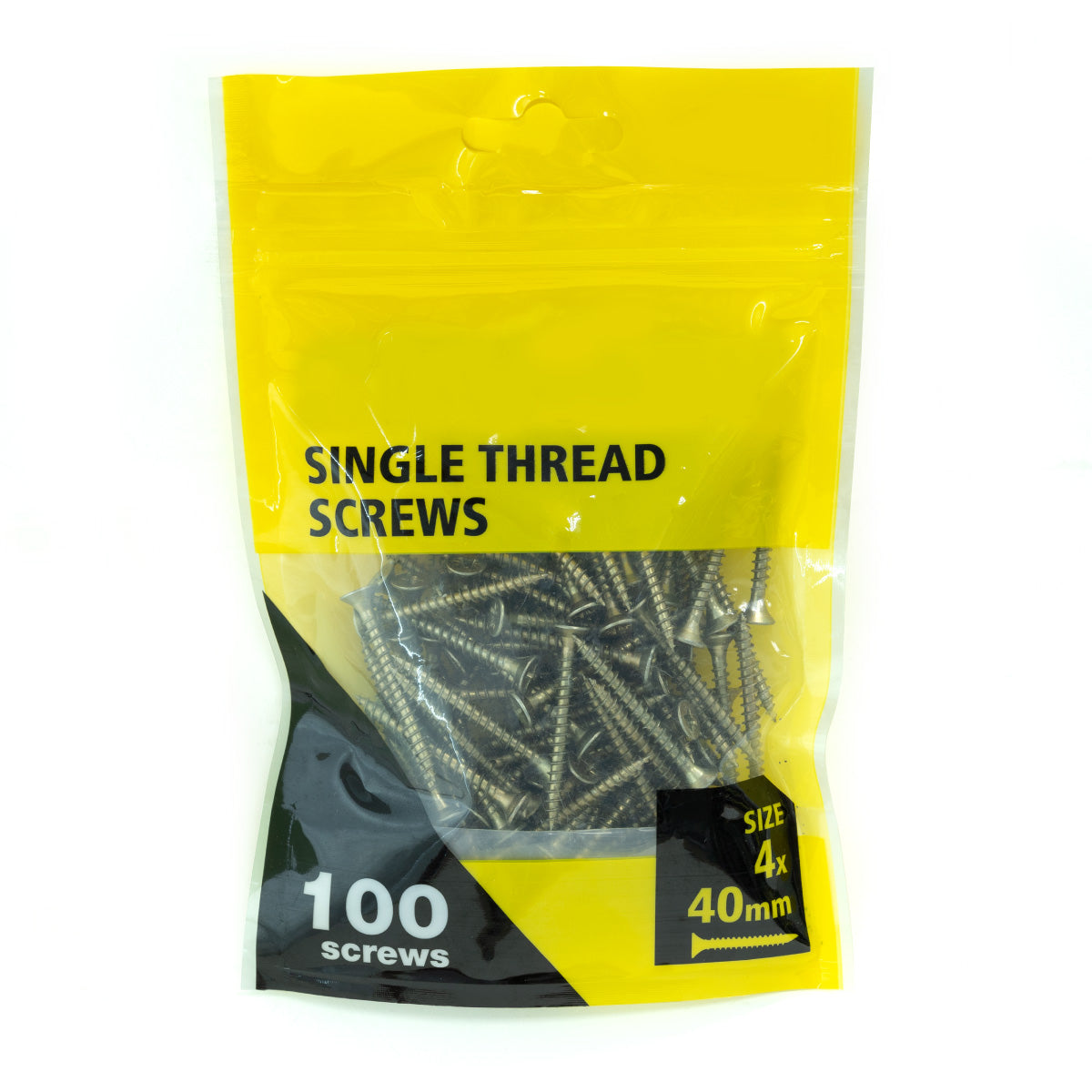 100pcs yellow zinc plated countersunk single thread screws 4x40mm (no brand name)