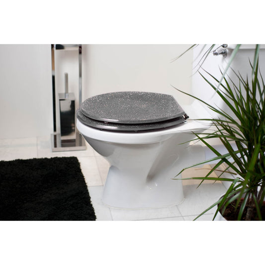 glitter toilet seat silver