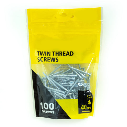 100pcs zinc plated countersunk twin thread screw 4x40mm