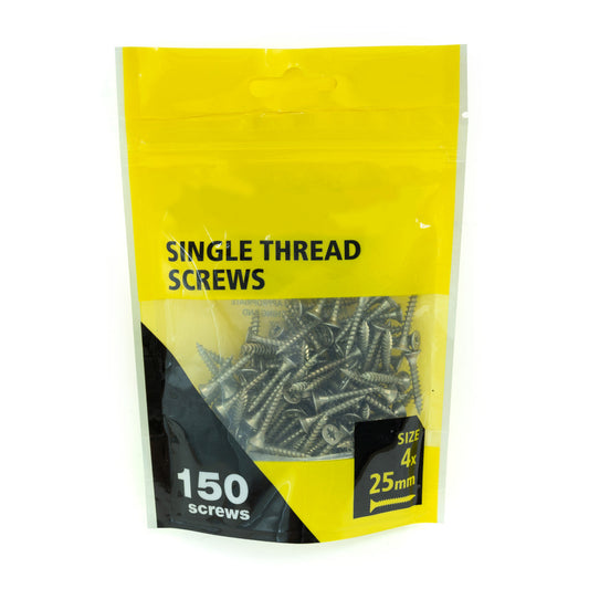 150pcs yellow zinc plated countersunk single thread screws 4x25mm (no brand name)