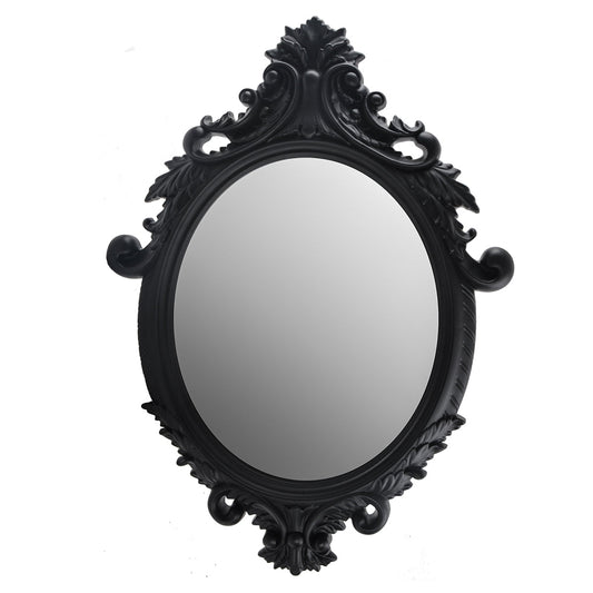 ORNATE OVAL MIRROR black